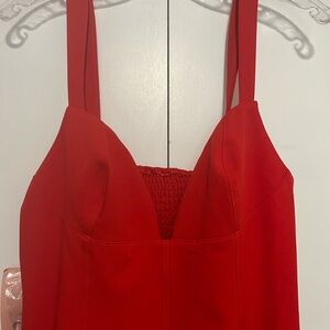 BHLDN Red Cocktail Midi Dress